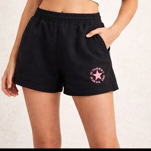 Converse Women's Black and Pink Athletic Shorts